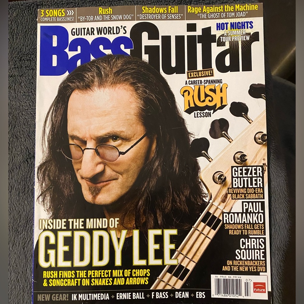 😸Free with bundle😸 Bass Guitar Magazine/July 2007/Geddy Lee feature
